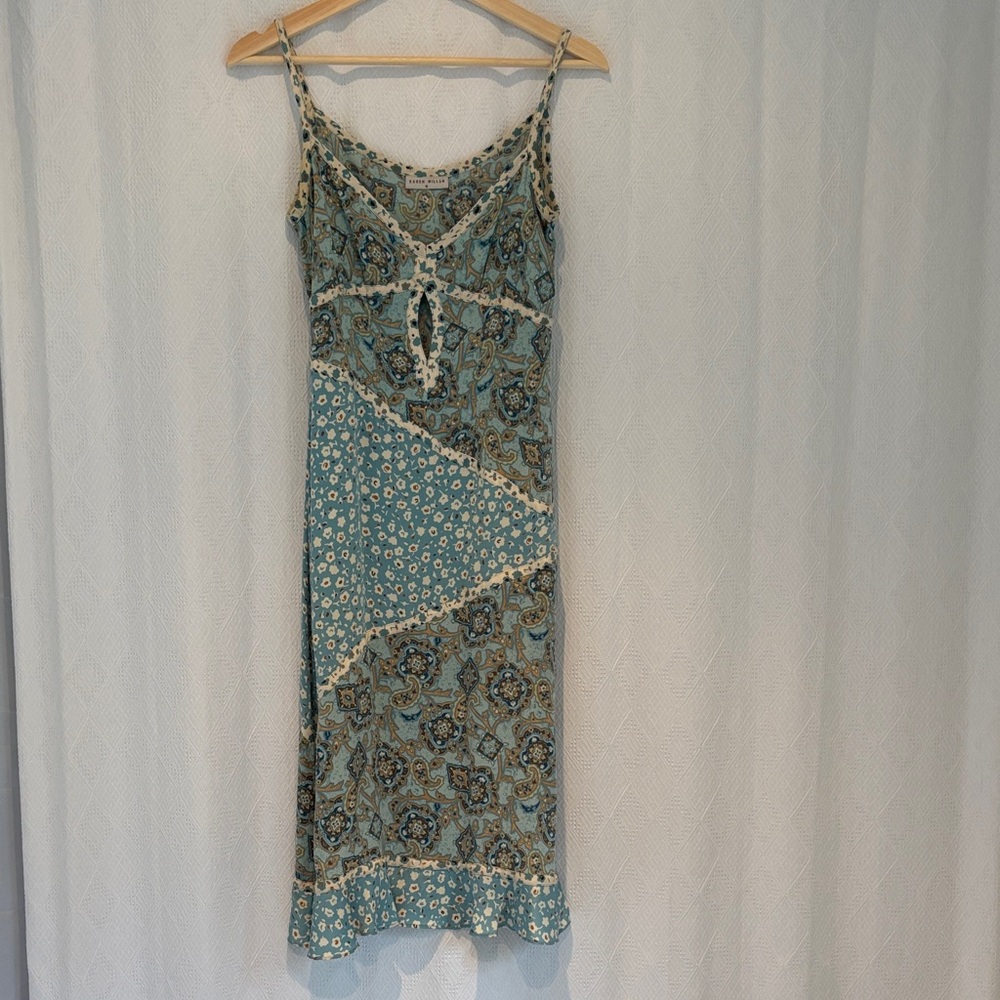 Karen Millen Vintage Blue and Cream Silk Dress